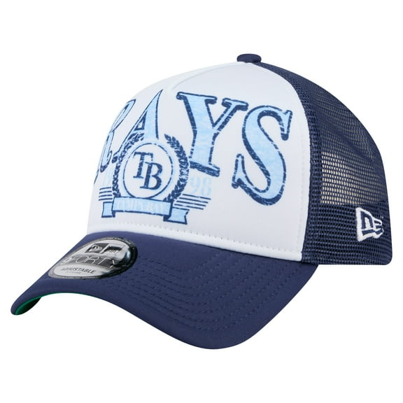 Men's New Era  Navy Tampa Bay Rays Distressed 9FORTY A-Frame Adjustable Trucker Hat