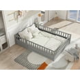thumbnail image 2 of Bellemave Full Size Floor Bed with Door and High Fence Guardrails  Floor Bed with Bed Slats Wooden Floor Bed Montessori Bed Frame (Full, Gray, With Slats), 2 of 10