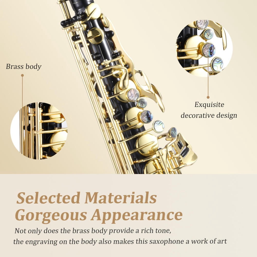 WZTO Alto Saxophone E Flat Golden Alto Saxophone Professional Sound Saxophone Instrument with Case Leather Pads Adjustable Strap for Beginners popular