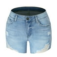 thumbnail image 6 of Summer Denim Shorts for Women Women's Juniors Jean Shorts Frayed Raw/Folded Hem Ripped Jean Shorts High Waisted Shorts, 6 of 7
