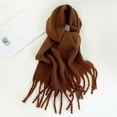 thumbnail image 2 of uvwlwu Scarf for Women, Elegant Winter Scarf For Adults Solid Color Wrap Soft Warm Fashion Styling Comfortable Cozy Wear(Coffee,One Size), 2 of 3