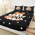 thumbnail image 3 of jejeloiu Spooky Ghost Twin Sheet Sets,Halloween Theme Twin Fitted Sheet,Orange Dot Bowtie Flat Sheet For Girls Boys,Super Cozy Room Decor,3-Piece, 3 of 7
