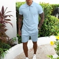thumbnail image 2 of Ketyyh-chn99 Men's Tracksuits Set Short Sleeve Causal Running Sports Sweatsuit Light blue,3XL, 2 of 5