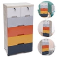 thumbnail image 3 of 6 Drawers Dresser, Plastic Tower Closet Organizer with Wheels Locks Clothes Toys Storage Box Morandi/ Macaron/White 19.69*13.78*40.16inch, 3 of 9