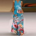 thumbnail image 2 of Lindreshi Maxi Dresses for Women 2024 Women's Summer Comfort Sexy Fashion Printing Sleeveless V-Neck Dress, 2 of 5