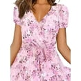 thumbnail image 2 of VSNOW Women Casual Floral Print Short Sleeve Swing Dress Party Beach Sundress, 2 of 4