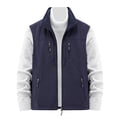 thumbnail image 1 of Men's Vest Fall Multi Pocket Turn Down Collar Have Zipper Solid Color Warm Outerwear Vest, 1 of 4