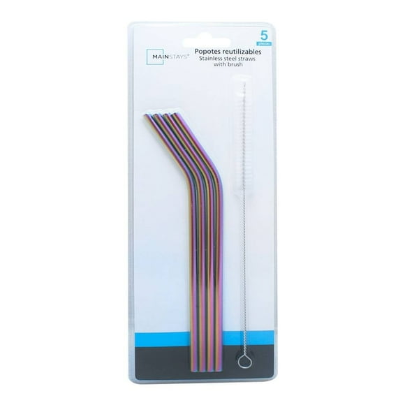 Popotes Mainstays con Cepillo Color Iridiscente 5 Piezas
