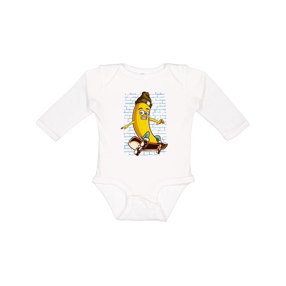 Inktastic Skateboarding Banana Funny Skater Boys or Girls Long Sleeve Baby Bodysuit