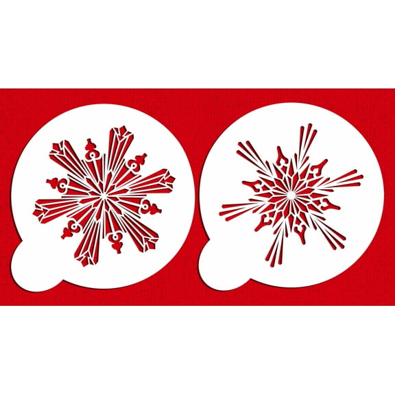 Designer Stencils Large Crystal Snowflakes 2 Cake Stencils, Beige/semi-transparent