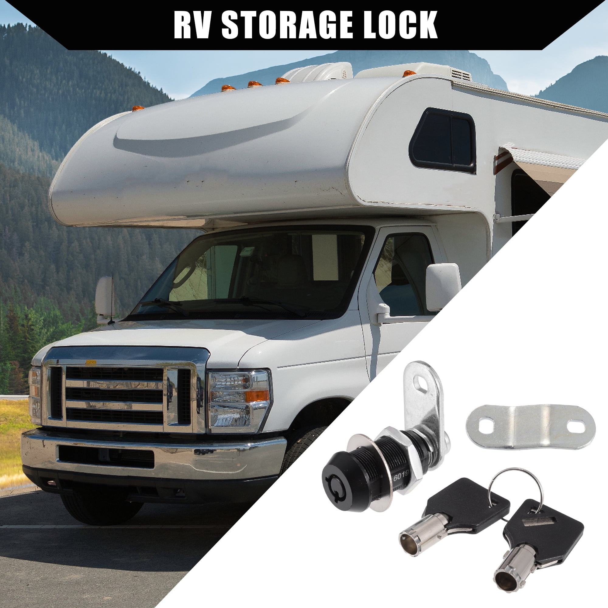 3 Set 1-1/8 Inch RV Campervan Lock Set with 6 Keys RV Storage Door Locks for File Cabinet Toolbox