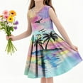 thumbnail image 4 of SGFCWSX Girls Sleeveless Dress Crew Neck Print A-Line Summer Party Dresses for Kids Multicolor Size 5-6 Years, 4 of 6