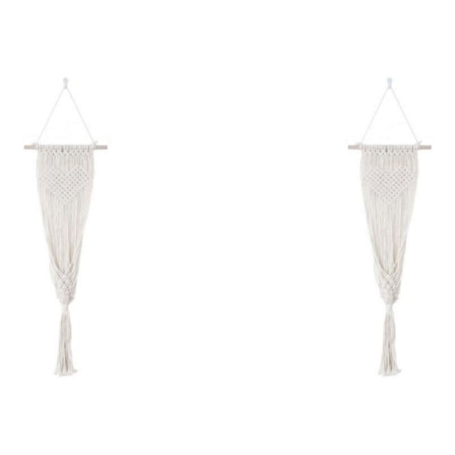 Thinsony Lightweight And Portable Macrame Planter Wall Hanging Basket Versatile Solution white 22-4 2Set