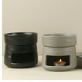 thumbnail image 2 of Warmself Ceramic Essential Oil Burner Tealight Candle Holder Decorative Aroma Diffuser Separable Black Set of 2, 2 of 4