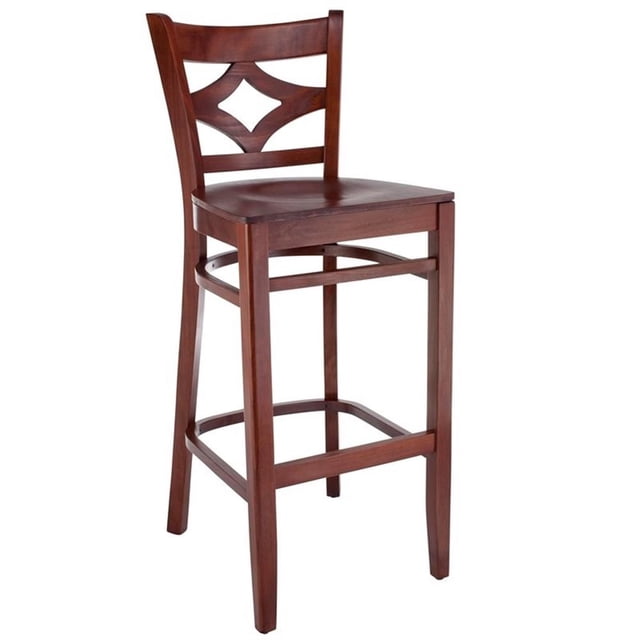 Tabouret de Bar à Rideaux en Acajou avec Assise en Bois