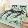 thumbnail image 3 of Feelyou Gothic Dreamy Angel Full Size Sheets for Kids, Cartoon Ribbon Bow-tie Bed Sheets, Kawaii Green Bowknot Sheet Sets, Breathable Home Decor, 4pcs, 3 of 7