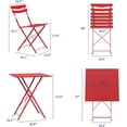 thumbnail image 2 of 2-Person Square Folding Bistro Table Set, Powder-Coated Steel Frame, Lemon Red Space-Saving Design with Compact Seating for Balcony Deck Porch Garden, 2 of 5