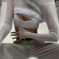 thumbnail image 6 of Women'S Pleated Long Sleeve Sheer Tops White M, 6 of 10