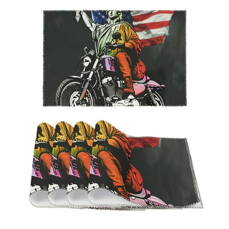 

Facannap Statue of Liberty Canvas Placemats Set of 4 - Kitchen Dining Decor for Party Indoor Outdoor Dinner 11.8*17.7in