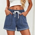 thumbnail image 3 of MLCDZ Jean Shorts for Women Elastic High Waisted Pull On Drawstring Stretchy Denim Jorts with Multiple Pockets Summer Seaside Vacation Short Pants, 3 of 8