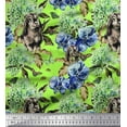 thumbnail image 1 of Soimoi Poly Georgette Fabric Rabbit,Lilac & Pansy Floral Decor Fabric Printed Yard 52 Inch Wide, 1 of 1