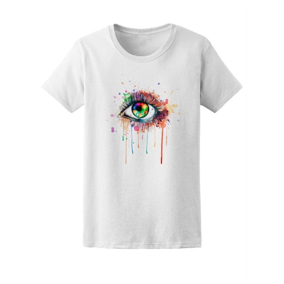 Beautiful Watercolor Eyes Sketch T-Shirt Women -Image by Shutterstock, Female Large