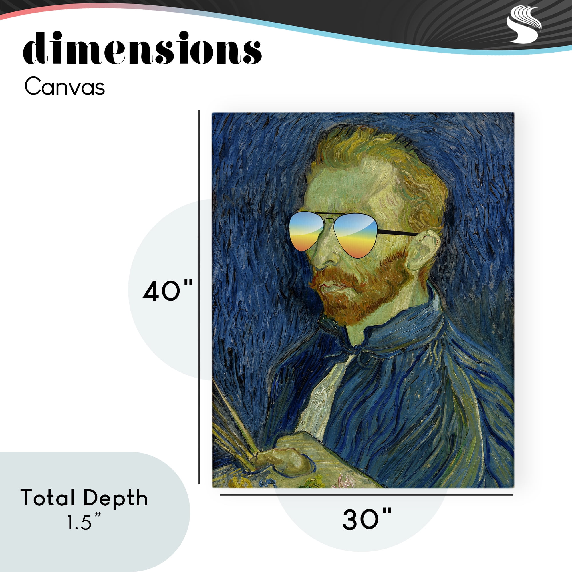 Funny Van Gogh Sunglasses Canvas Wall Art, design by Masters Redux