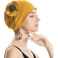 thumbnail image 3 of Women Turban Flower Caps Vintage Beanie Headscarf Elastic Headwrap Hat, 3 of 8