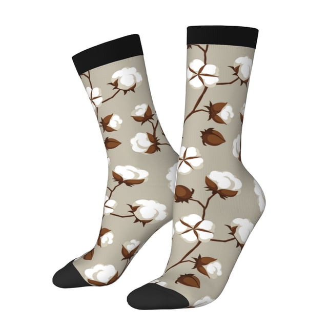 Fotbe Cotton Tree Calcetas Largas con Estampado para Hombre y Mujer – Calcetas de Compresión Transpirables y Elásticas, Viajar y Uso Diario Talla 5-11