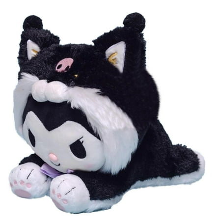 Cute Monster Black Cat Plush Purple Stuffed Animal Cute Soft Toy for Kids