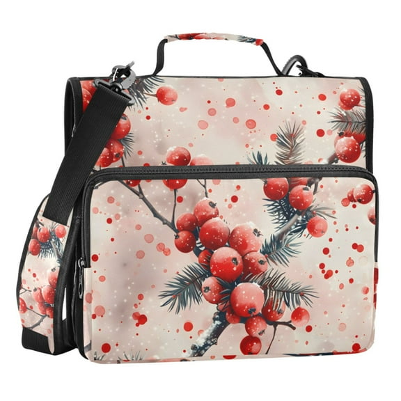 ALAZA Zipper Binder Berry Hand Drawn 3 Ring Trapper Keeper File Folder Organizer Bag