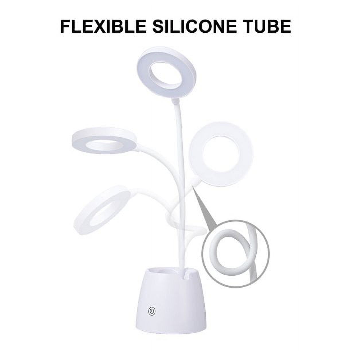Warm Led Table Lamp Usb Rechargeable Table Lamp, Ring Flexible Touch Cordless Dimmable Memory Bed Reading Table Learning Lamp With Pen Holder