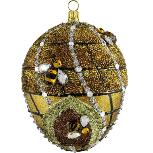 Glitterazzi Beehive Jeweled Egg Polish Glass Christmas Tree Ornament Bee Poland Walmart Com Walmart Com