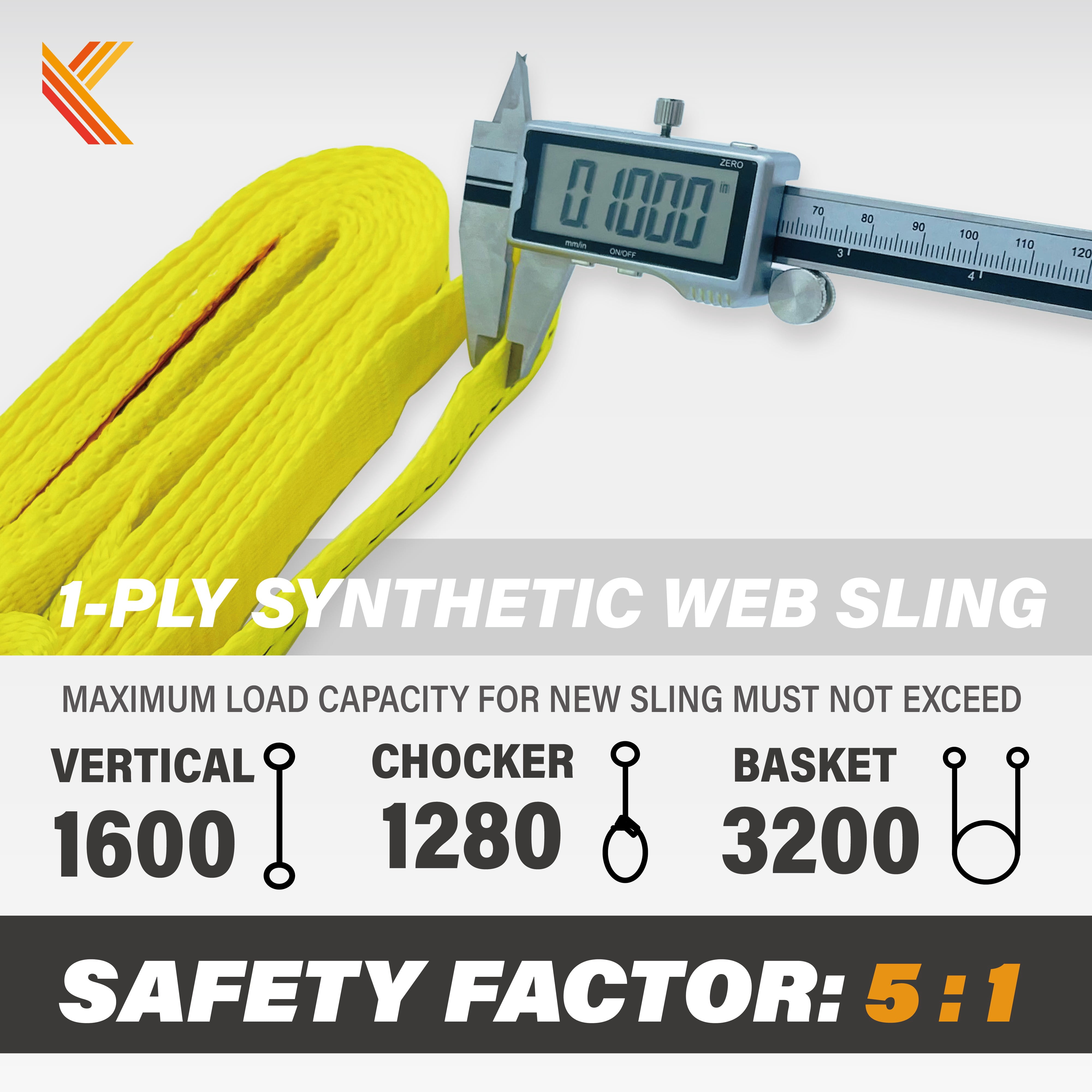 1-Ply Webbing Sling 1”x 20ft Lifting Straps 2Pack Heavy Duty Web Strap Rigging Moving Towing Hoisting Gear KODIAK STRAPS