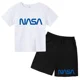 thumbnail image 2 of Conjunto de 2 camisetas y pantalones cortos con estampado de letras de verano para niños de 2 a 13 años, ropa deportiva de calle para niños y niñas, 2 of 5