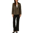 thumbnail image 2 of INSPIRE CHIC Women's Notched Lapel One Button Long Sleeve Jacket S Coffee, 2 of 6
