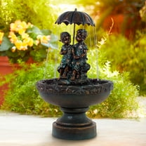 Boy and Girl Under Umbrella 40" High Large Rustic Indoor Outdoor Decor Bronze Floor Fountain Outside Garden
