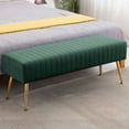 thumbnail image 3 of Furniliving Velvet Ottoman Bench  Modern Upholstered Bench  Indoor Entryway  Bench, Dark Green, 3 of 9