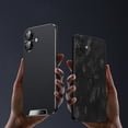 thumbnail image 3 of Allytechgroup iPhone 16 Pro Case with Camera Lens Protector, Slim Fit PU Leather Hard PC Anti-Fingerprint Shockproof Bumper Lightweight Phone Case for Apple iPhone 16 Pro, Black, 3 of 7