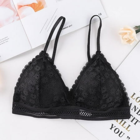 

Greyghost Lace No Steel Ring Sports Yoga Bra Beauty Back Wrapped Chest Comfortable Skin Bra Stretch Triangle Cup Chen Padded Black