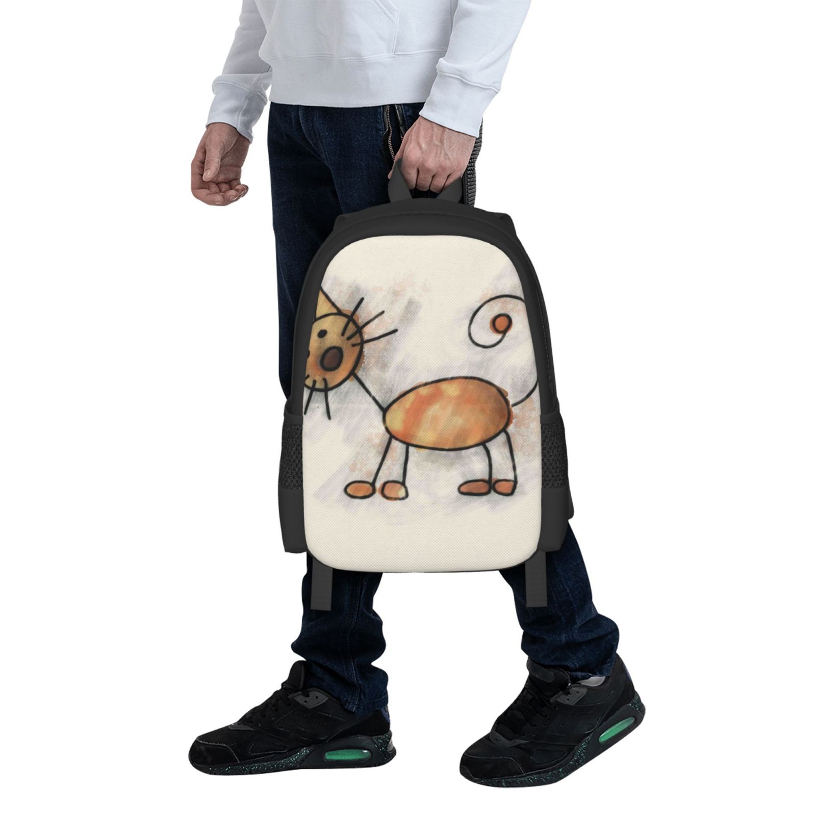 Ratiio Brown Cat Cartoon Backpack for Men and Women - Durable 600D Oxford Cloth -Large Capacity, Water-Resistant School, Travel, and Hiking Bag