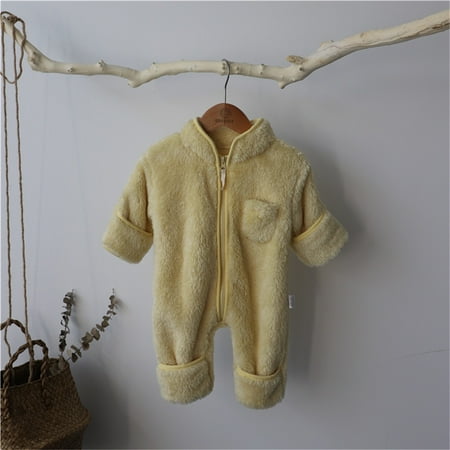 

BTJX Baby Girls Winter Warm Thick Solid Cotton Long Sleeve Footed Romper Jumpsuit Clothes