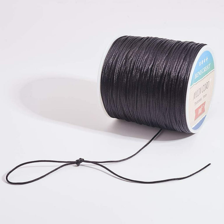  328Feet 2mm Satin Rattail Cord Black Nylon Cord Beading String  for Chinese Knotting, Macrame, Beading, Necklaces,Jewelry Making Arts and  Crafts (Black)