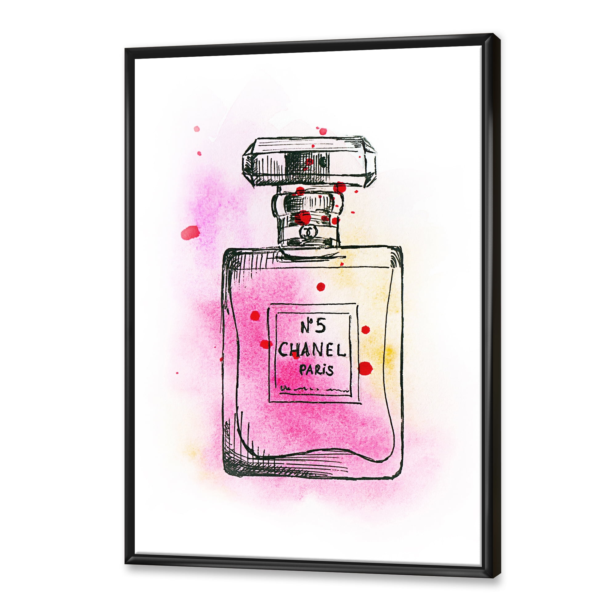Perfume Chanel Five Pink Strokes 24 in x 32 in Framed Painting Canvas Art  Print, by Designart