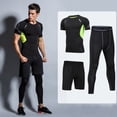 thumbnail image 3 of Traje de fitness para hombre, ropa deportiva para correr, mallas de secado rápido, traje de entrenamiento, traje de fitness de cinco piezas para hombre para gimnasio, 3 of 3