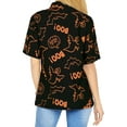 thumbnail image 4 of HAPPY BAY Women's Beach Hawaiian Blouse Shirt Spooky Boo Print Tops Short Sleeve Button Down Holiday Party Halloween Costumes Shirts for Women S Midnight Boo Scary Ghost, 4 of 6