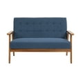 thumbnail image 6 of Hassch Mid-Century Modern Loveseat, 44.88 Inch Linen Fabric Upholstered 2-Seat Sofa for Small Space, Comfy Accent Couch with Wood Frame for Office, Living Room, Bedroom (Navy), 6 of 8