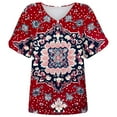 thumbnail image 2 of ATENAR Shirts for Women Summer Short Sleeve T Shirts for Women Casual Tee Red M, 2 of 5