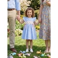 thumbnail image 4 of Toddler Baby Girl Easter Outfit Rabbit Embroidery Fly Sleeve Crewneck Smocked Dresses Bowknot Plaid A-line Dress Cute Summer Clothes 6M-5T, 4 of 10