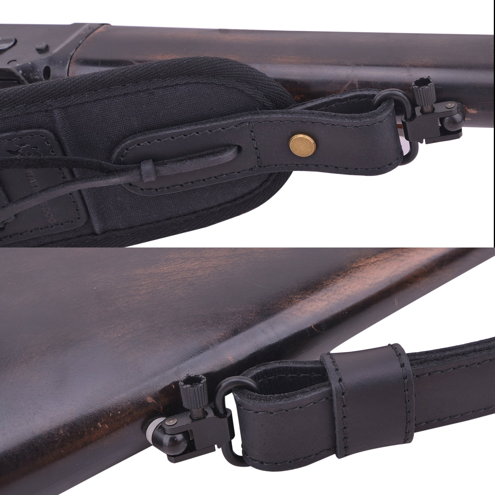 2 Points Leather Canvas Rifle Sling Hunting  Ammo Holder Strap .308 .22-250 .45-70 .40-65 410GA .270 .260